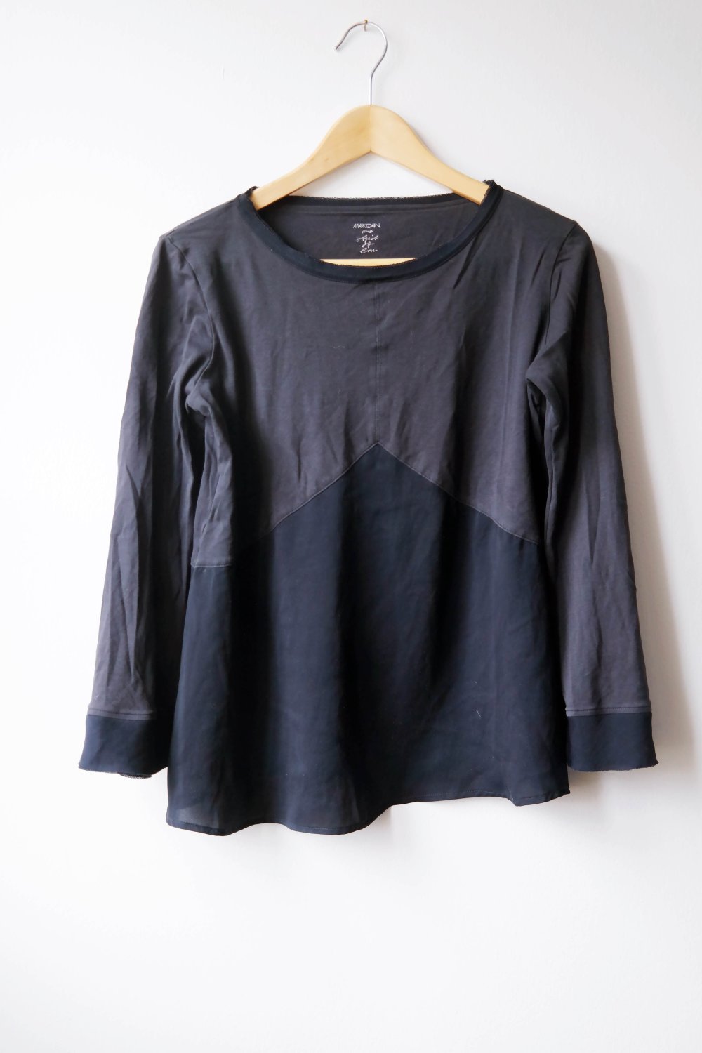 Marccain Marc Cain Longsleeve schwarz elegant edel Trompetenärmel Netz N3 M 38