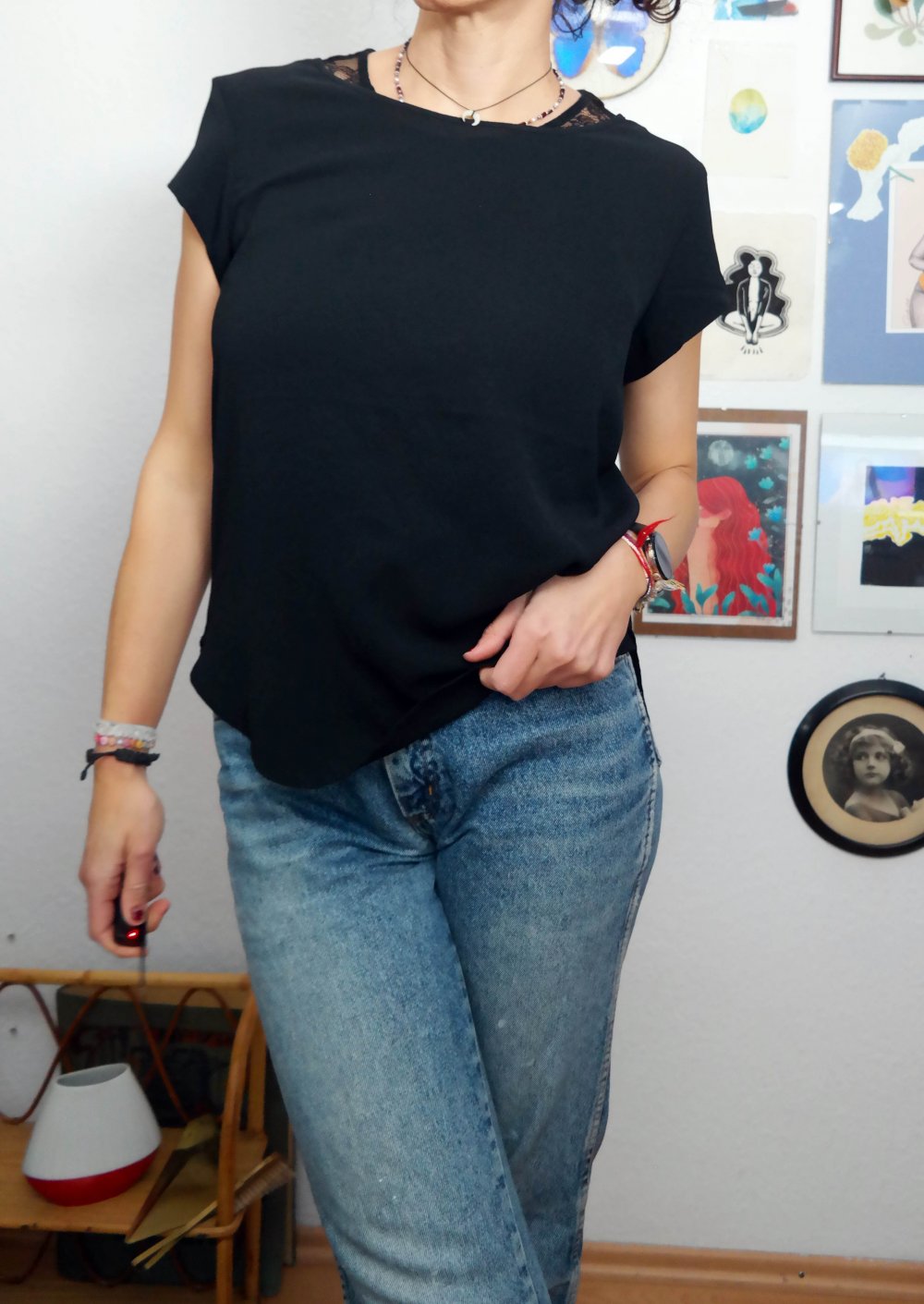 ONLY Bluse Shirt schick edel elegant schwarz L 40 M 38 Shirt T-Shirt locker luftig kastig