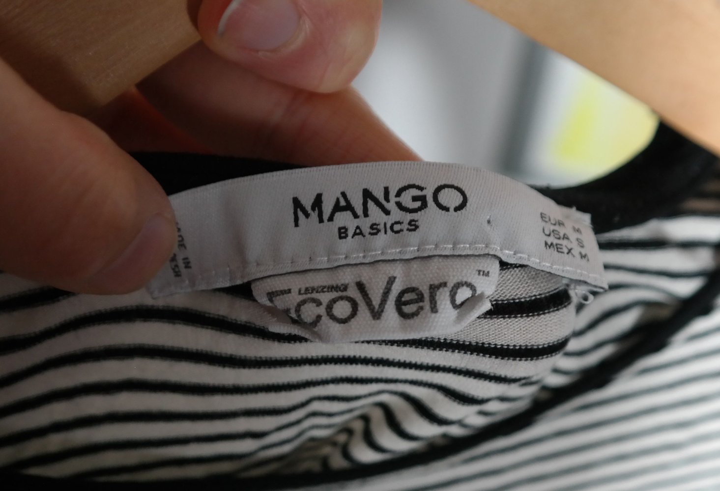 Mango Longsleeve Langarmshirt Streifen gestreift schwarz weiß M 38 eco Öko 