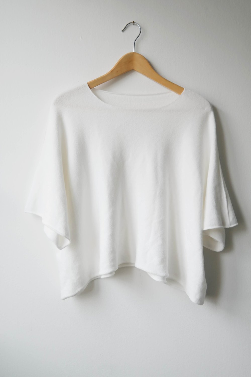 Shirt Boxy Strickshirt weiß elegant XXL 46 Oversized M 38 L 40 Kurzarm