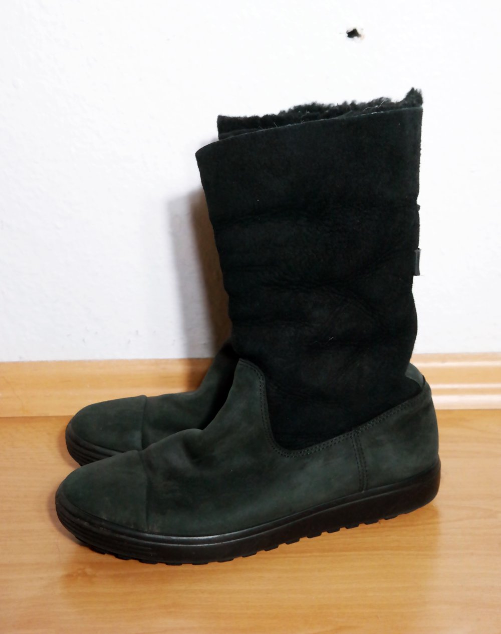Ecco Winterstiefel Boots gefüttert schwarz Stiefel Winterschuhe Teddyfell 38
