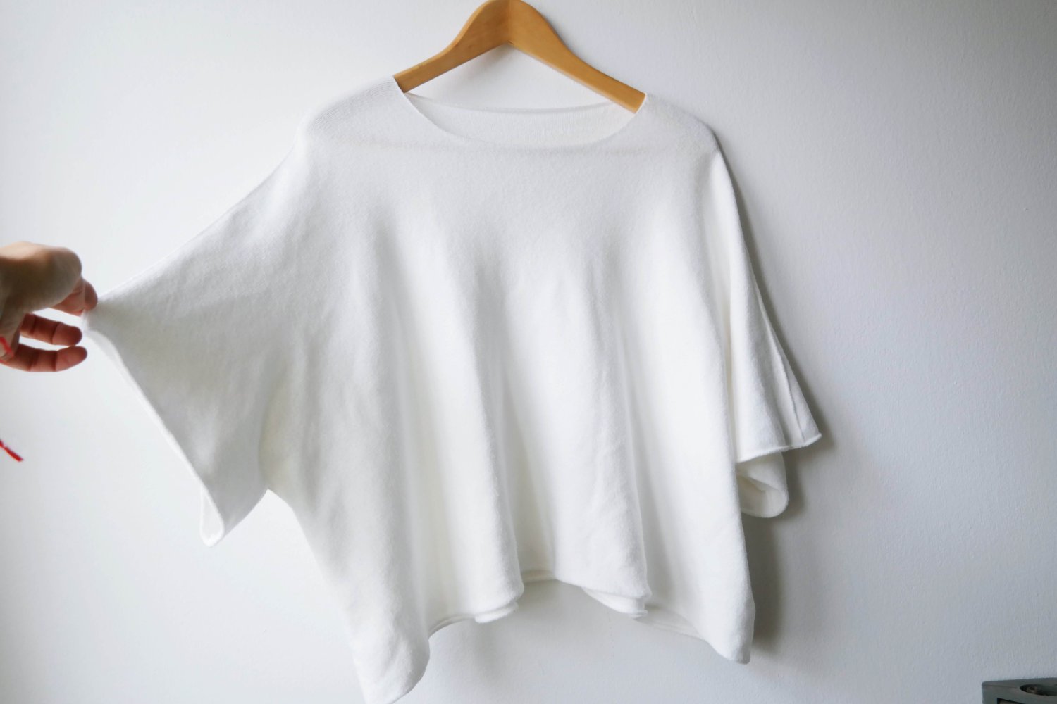 Shirt Boxy Strickshirt weiß elegant XXL 46 Oversized M 38 L 40 Kurzarm