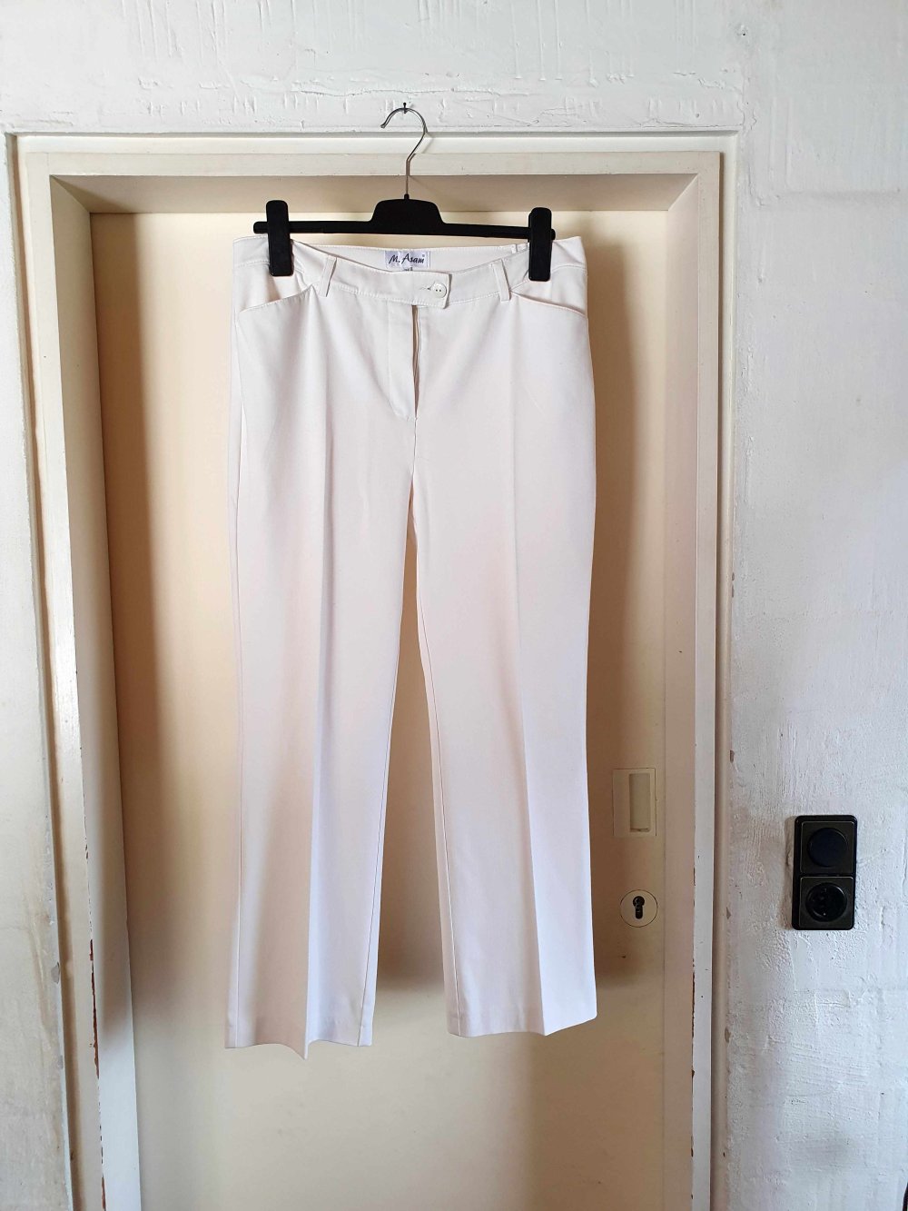 M.Asam Hose Anzughose Büro schick weiß elegant Kurzgröße 21 XL 42