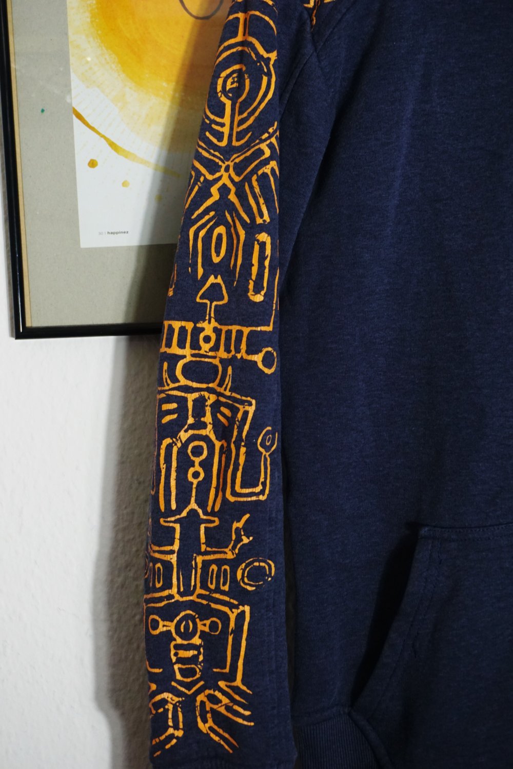 Plazmalab Plazma Lab Hoodie Kapuzenpullover Sweatjacke dunkelblau Muster sacred Geometry M orange