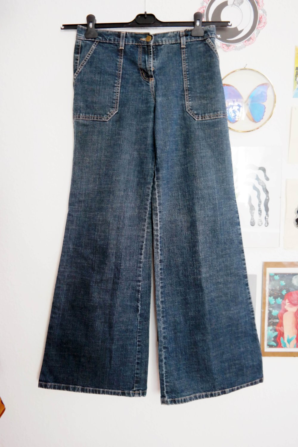 Vintage Explorer Jeans Hose Jeanshose Schlaghose flared 70er Hippie M 38 dunkelblau
