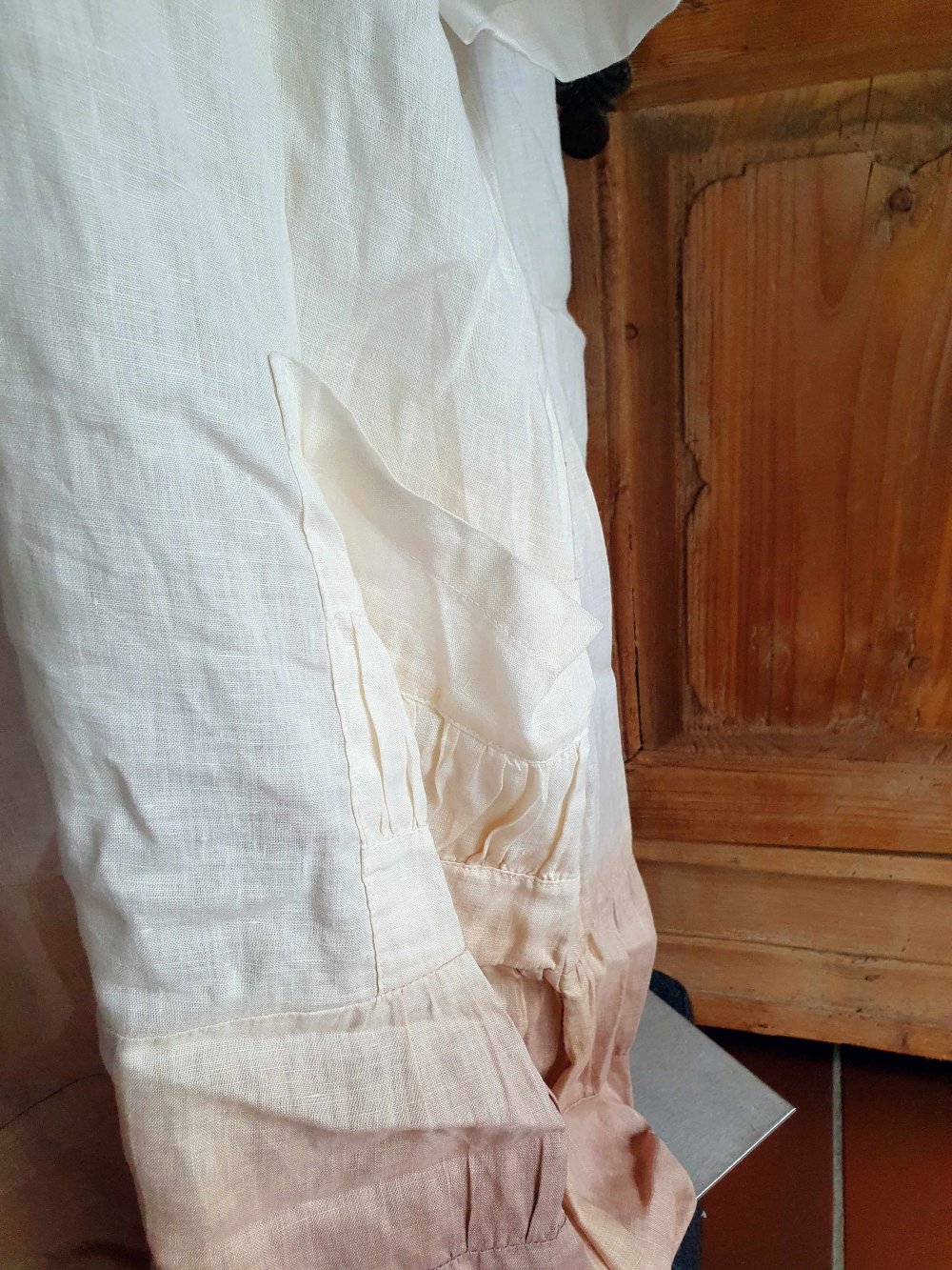 Leinenkleid 100% Leinen Batik Farbverlauf mit Taschen Kittel oversized XXL 44 XXXL 46