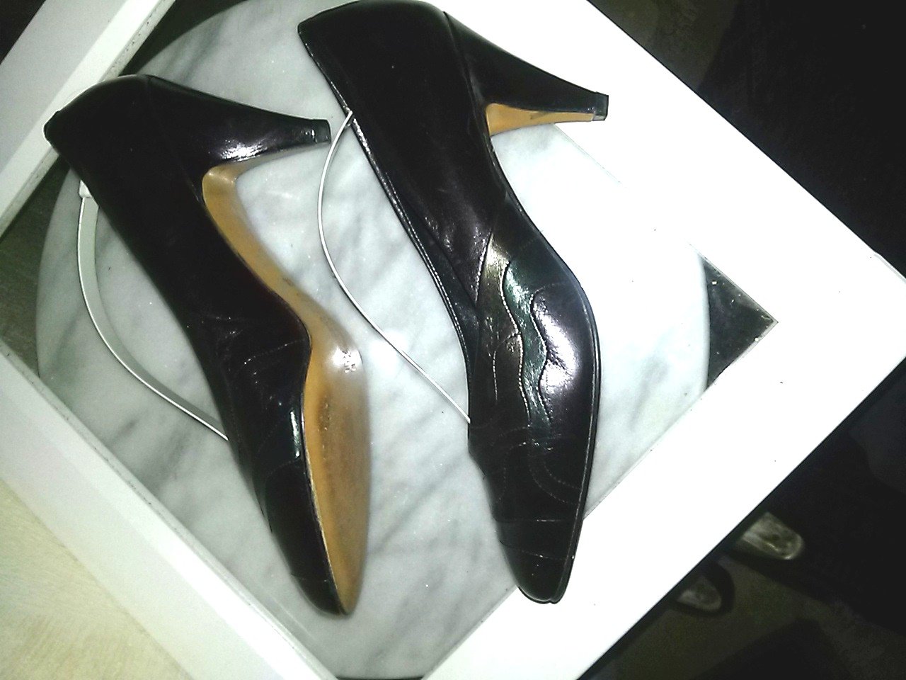 Damenpumps von stilNovo- Made in Italy - Gr.36,5 neu-Leder- schwarz/grün/kupfer