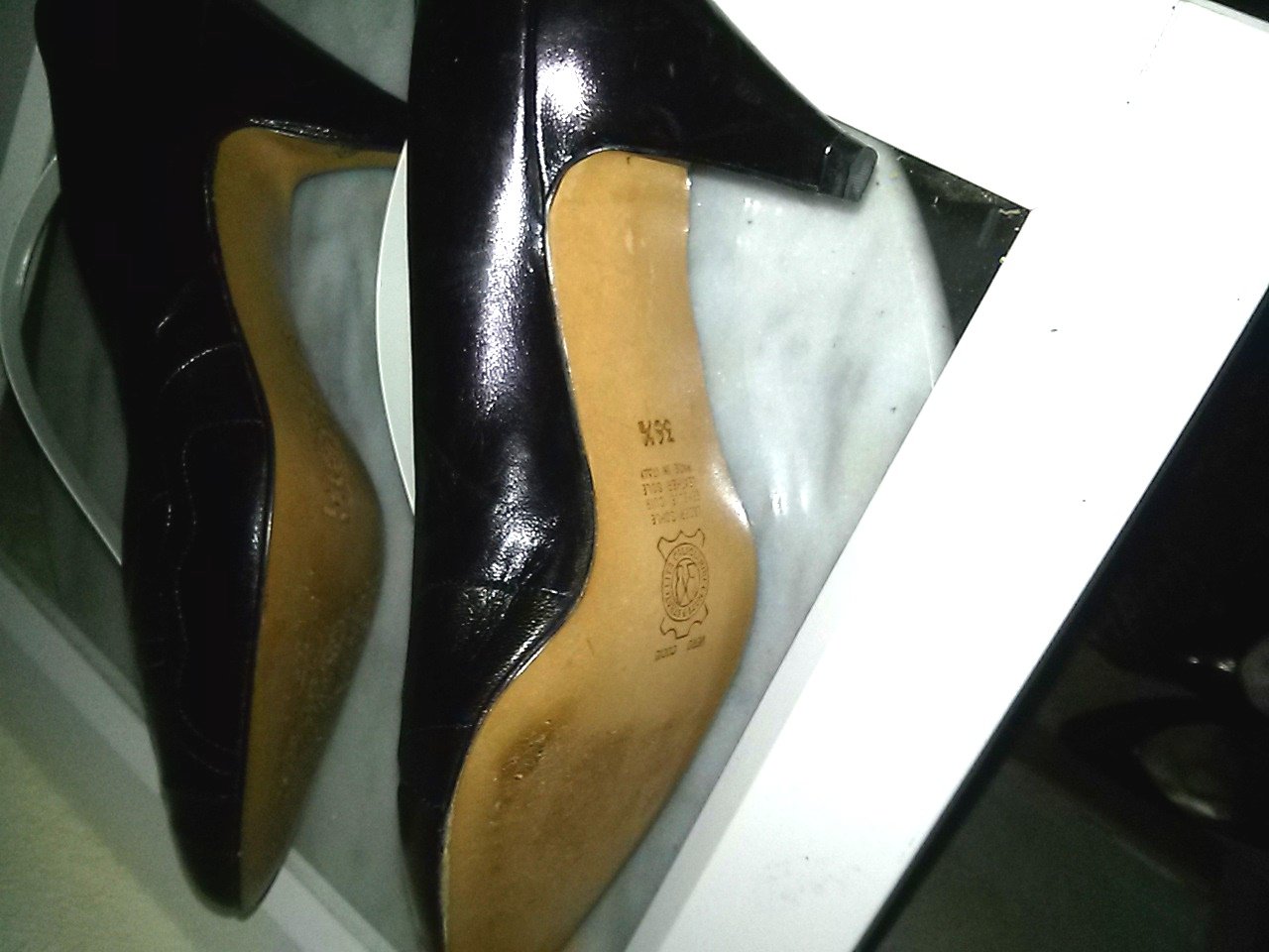 Damenpumps von stilNovo- Made in Italy - Gr.36,5 neu-Leder- schwarz/grün/kupfer