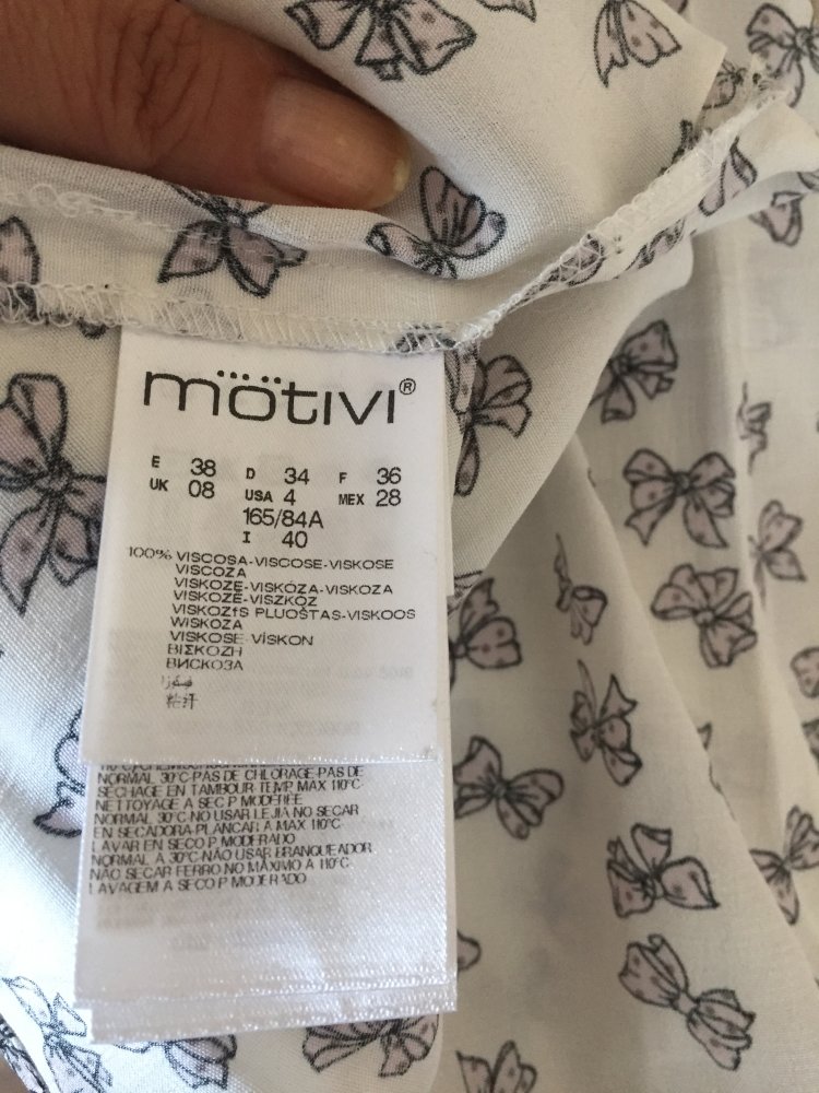Motivi Volants Bluse Gr.34 mit Rücken Cut Out weiß Schleifen Print