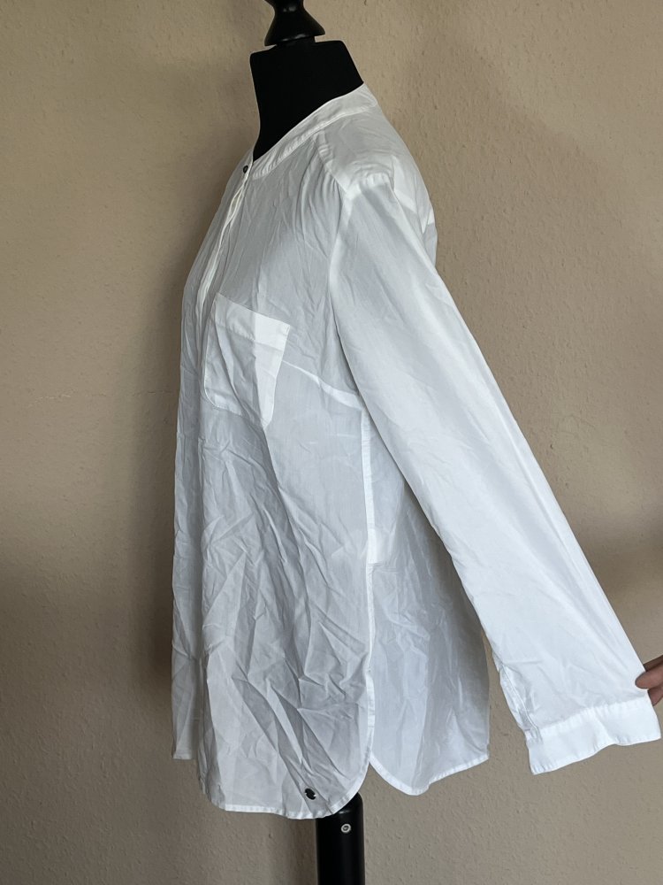 S.Oliver langarm Bluse kragenlos mit verdeckter Knopfleiste Gr.XS weiß