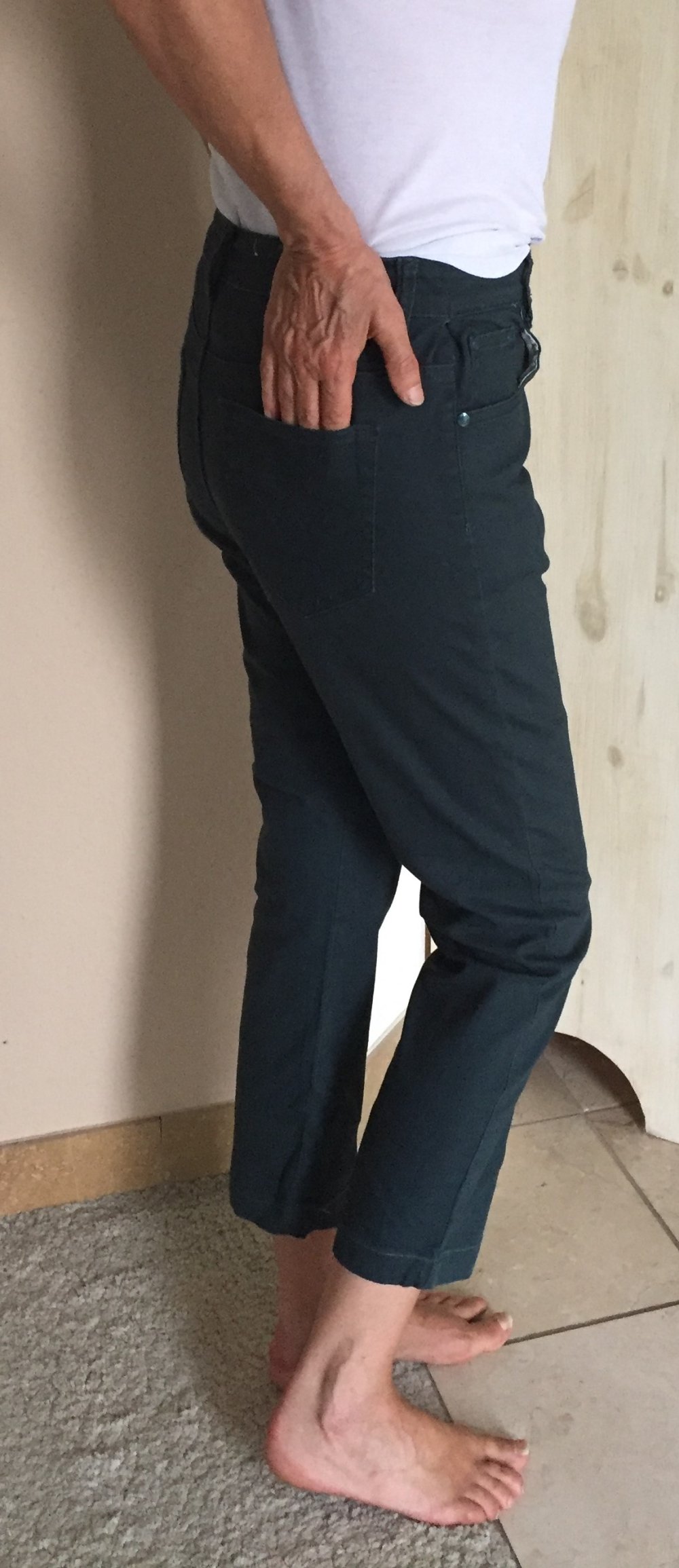 2 H&D Fashion Straight Leg Jeans Gr.L creme / grün schmal geschnitten