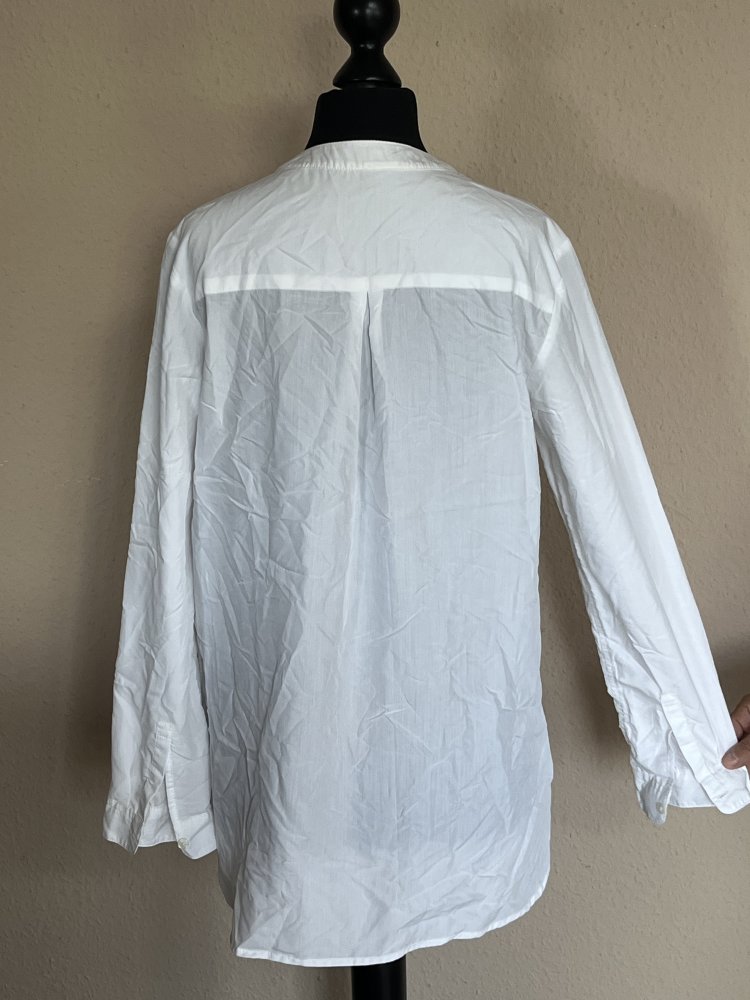 S.Oliver langarm Bluse kragenlos mit verdeckter Knopfleiste Gr.XS weiß