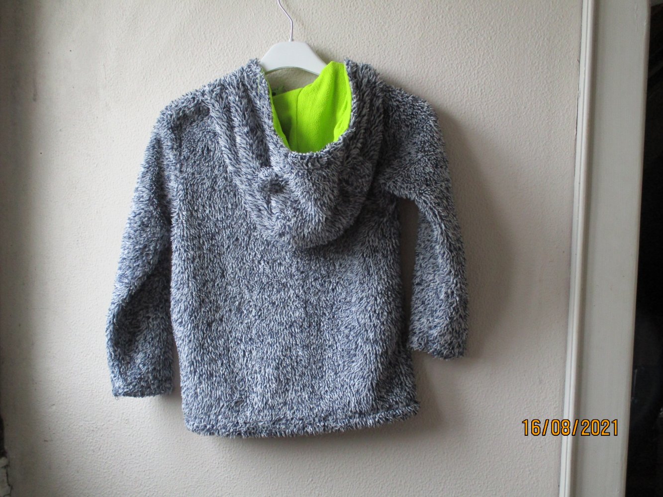 Jacke von kiki & koko, blau/weiß/neongrün, Größe 122