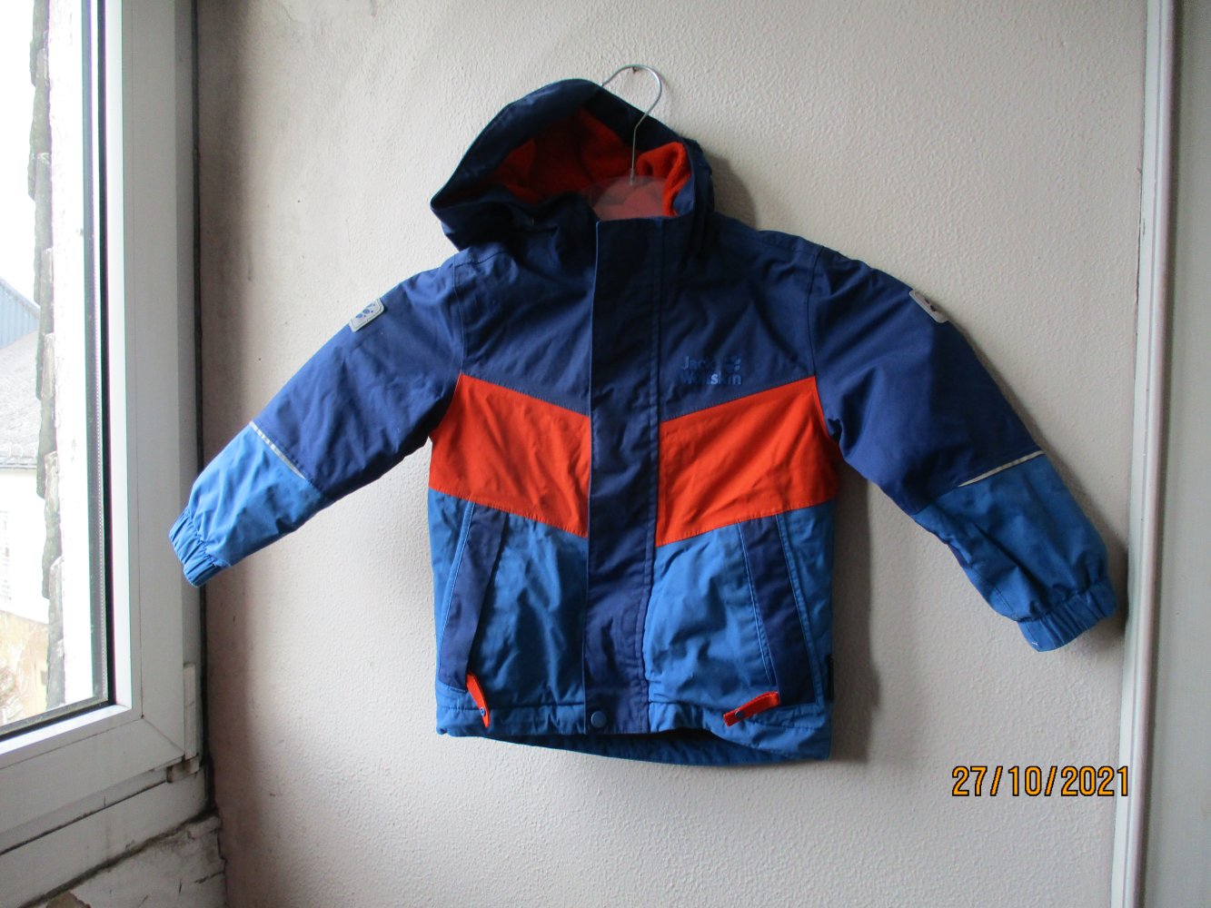 Jacke mit Kapuze von Jack Wolfskin, blau/orange, Größe 92