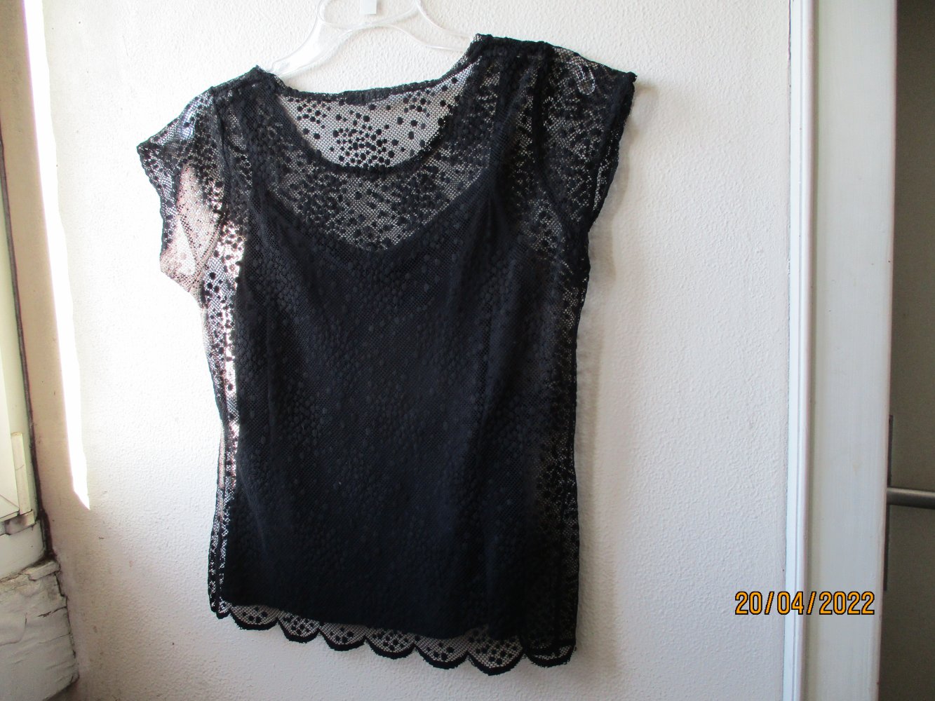 Shirt mit Spitze, schwarz, Größe 38