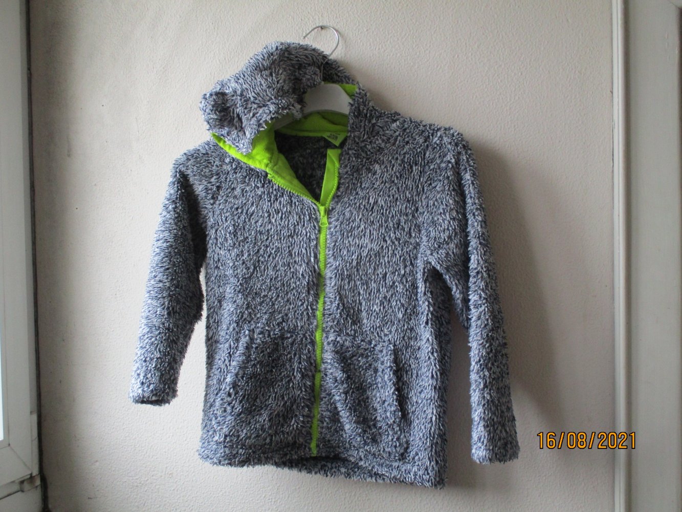 Jacke von kiki & koko, blau/weiß/neongrün, Größe 122