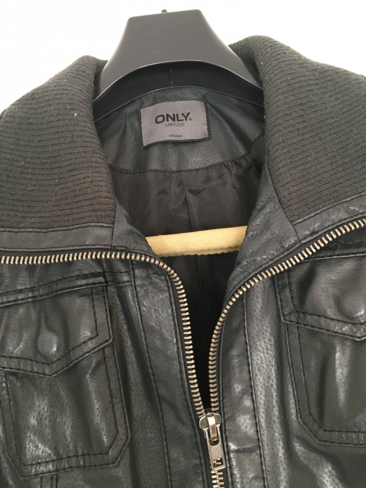 Damen Lederjacke von Only, schwarz, Gr. M, 
