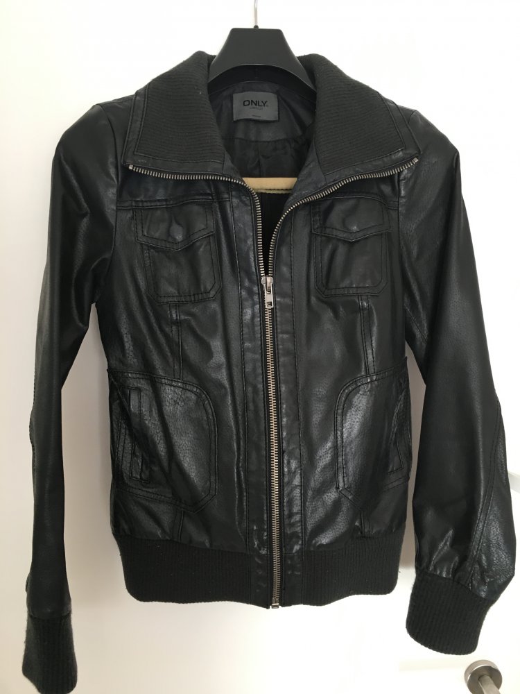 Damen Lederjacke von Only, schwarz, Gr. M, 