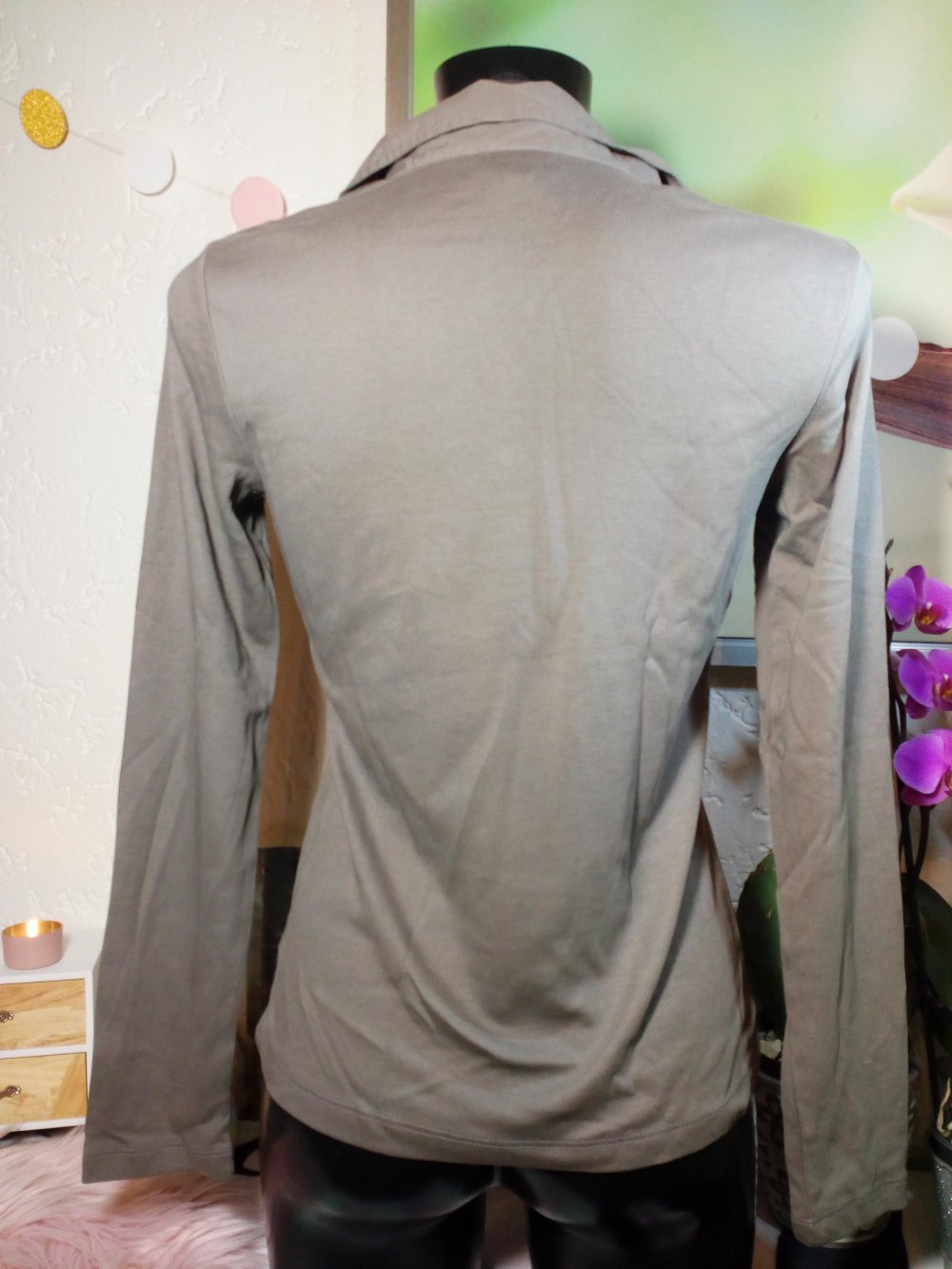 TOP! Street One Langarm Polo Shirt Style Felix Gr 38 M Medium Oliv Khaki Polo Longleeve