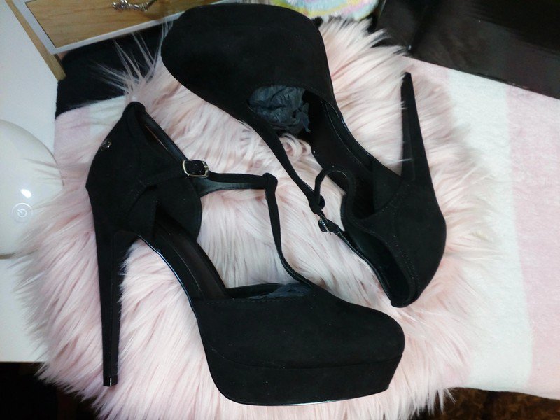 NEU! SeXy Blink High Heel Stiletto Riemchen Pumps Gr 40 Plateau Shoes 14cm Schwarz Wildleder