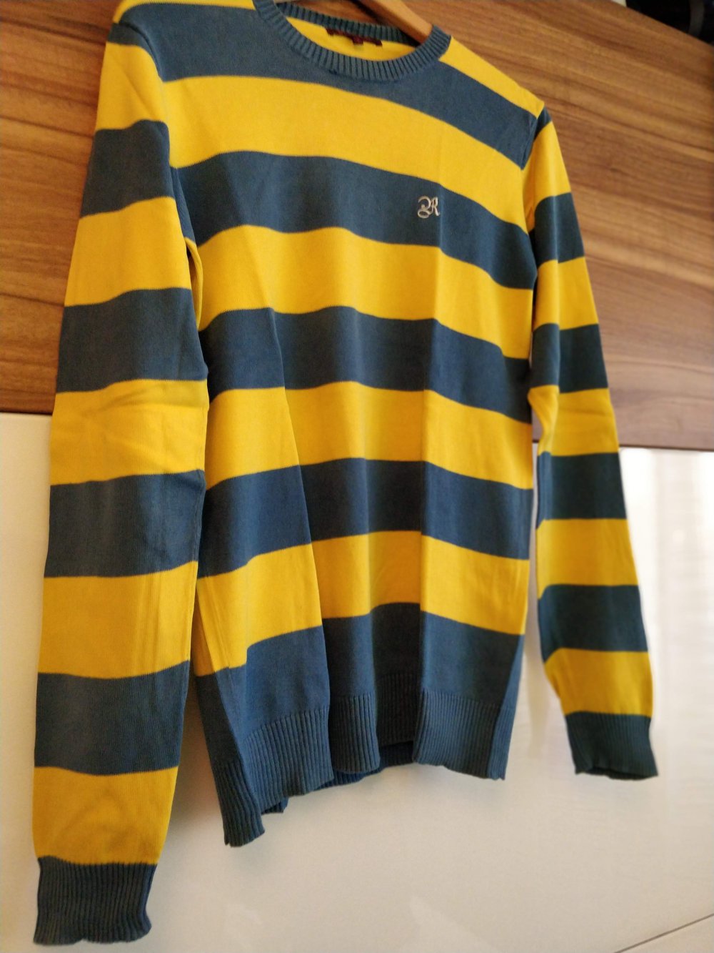 ESPRIT Pullover gelb/ blau gestreift - S -