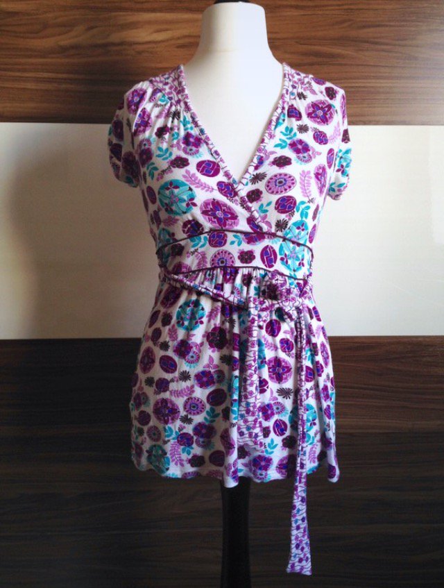 Buntes Wickeltop von Promod mit Gürtel Größe 36-38