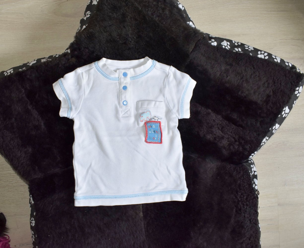 Shirt weiß mit blauen Akzenten, Polo, Gr. 62/68