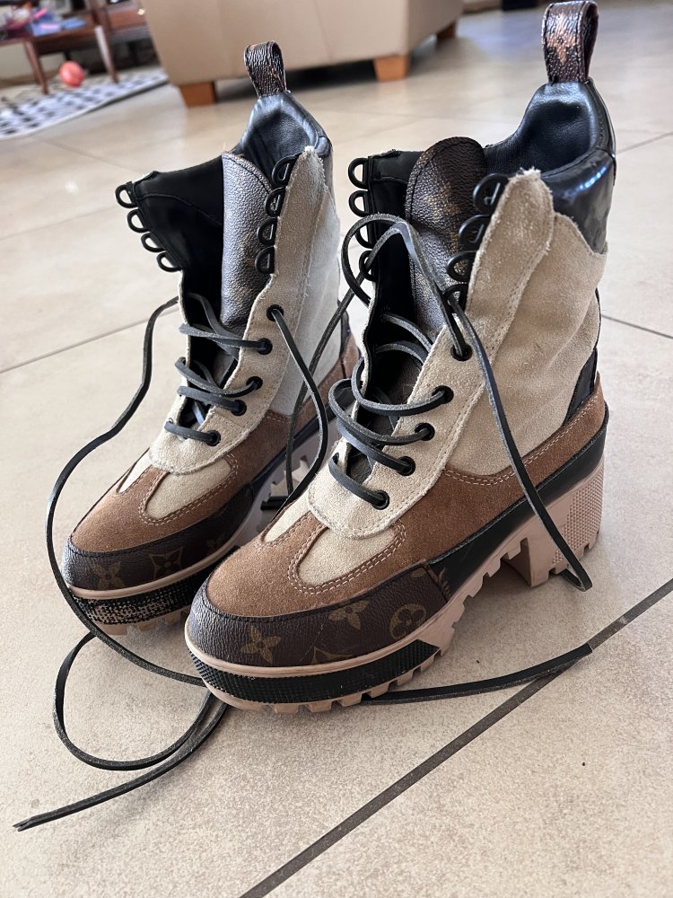 LV style leather boots