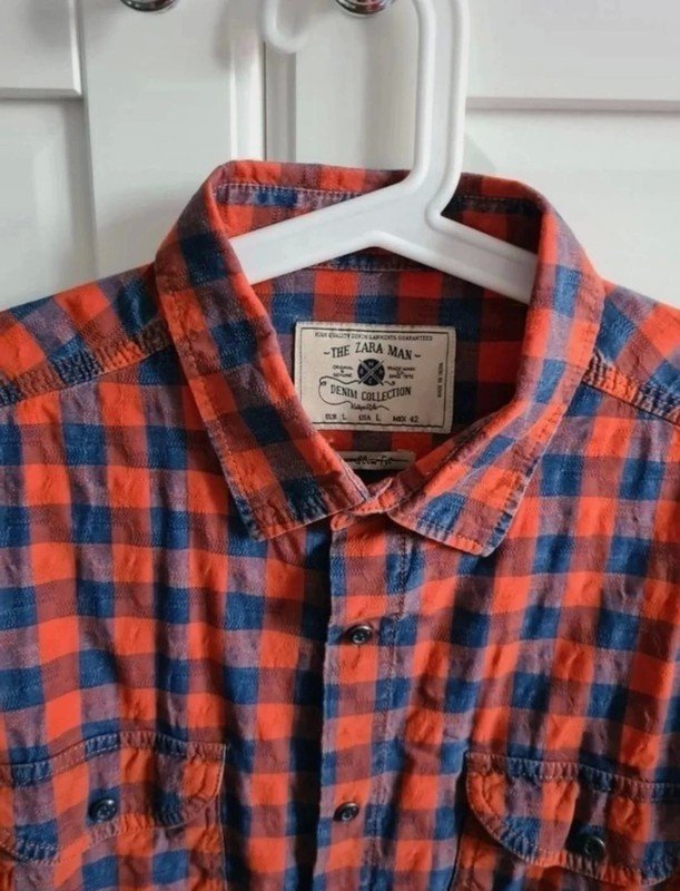 rot / blau kariertes Hemd Zara Man Denim Collection
