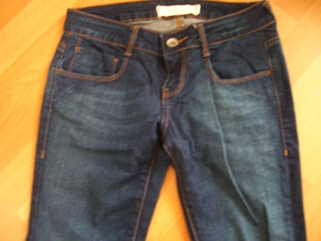 Zara Röhrenjeans Röhrenhose Waschung skinny darkblue 36/S