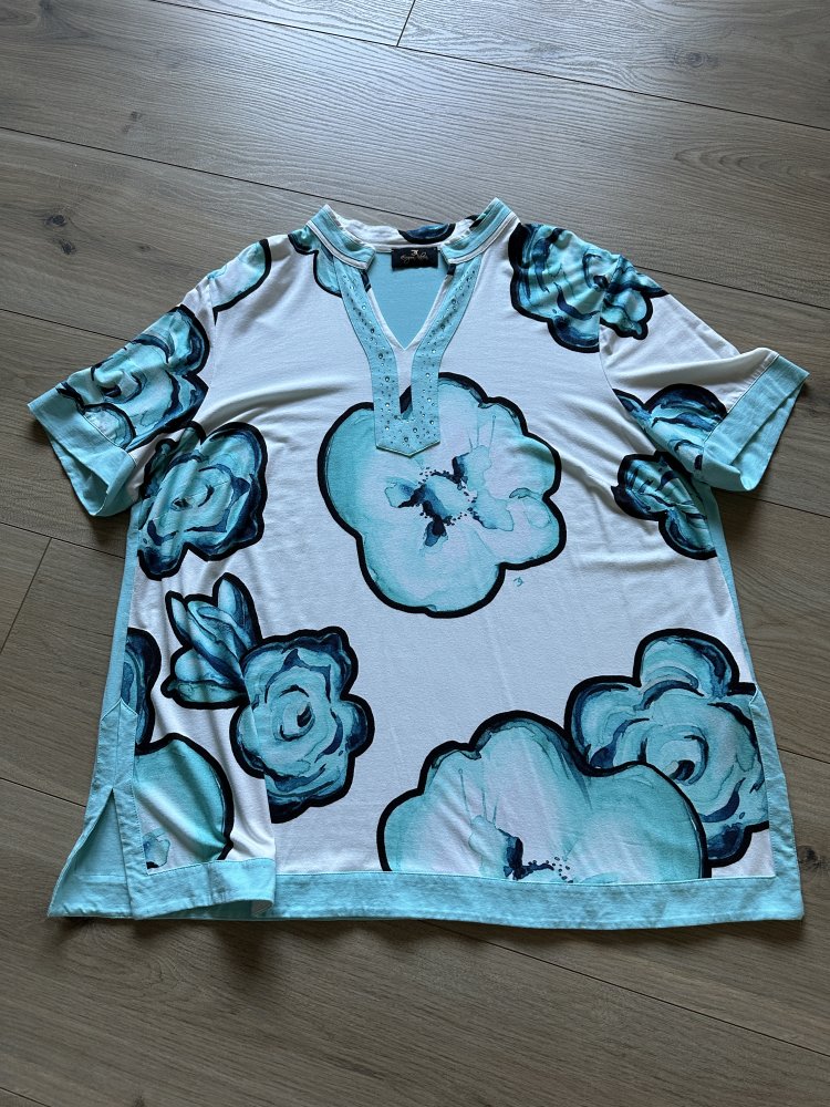 *EUGEN KLEIN* Da.-Longshirt Gr.46 Fb: türkis/wß. gem. -