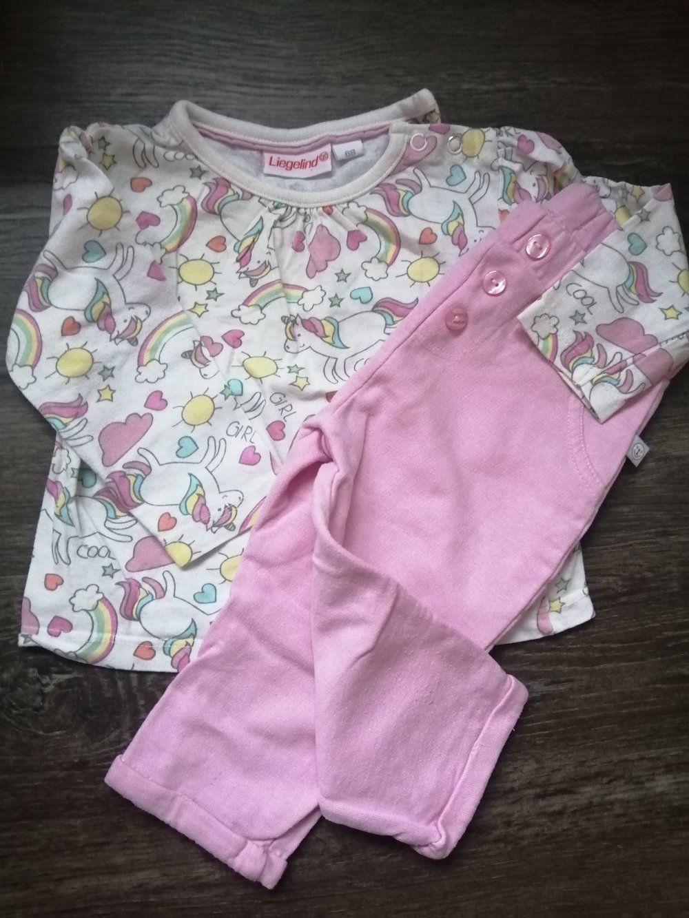 Set Hose + Langarmshirt 68 Regenbogen, Einhorn