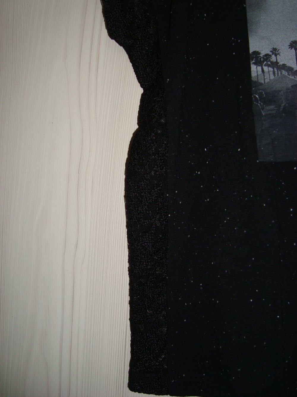 Shirt, T-Shirt, kurzarm, schwarz mit Aufdruck, Größe S,mit Spitze