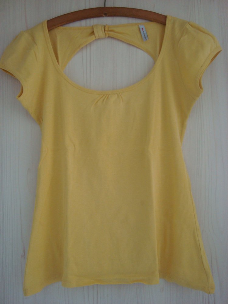 Kurzarm-Shirt, T-Shirt, gelb, Damen, Gr. M, Fishbone, Rückenfrei