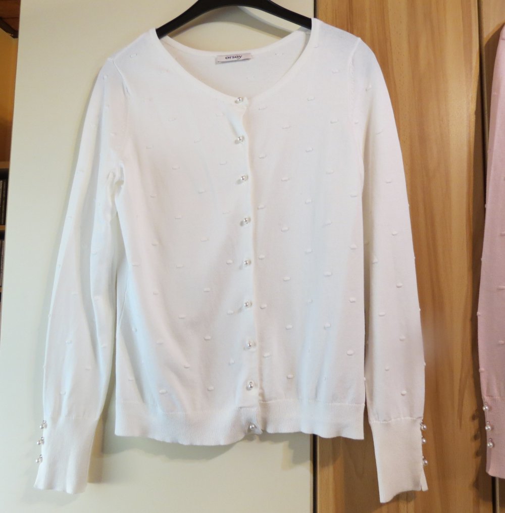 Schönes 2-er Set Cardigan/Weste,Weiß&Altrosa,Perlen,Orsay,M/L,NEU