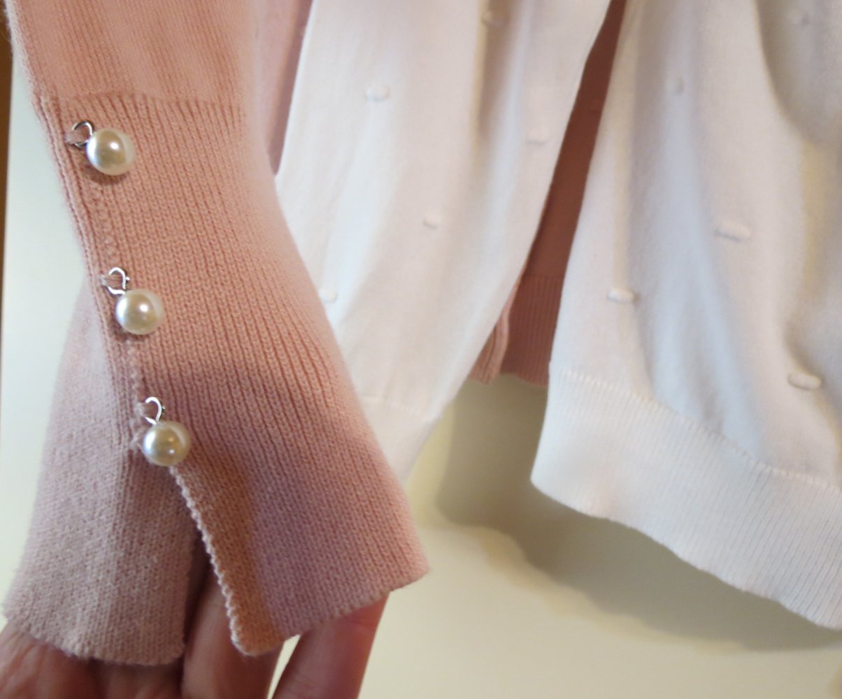 Schönes 2-er Set Cardigan/Weste,Weiß&Altrosa,Perlen,Orsay,M/L,NEU