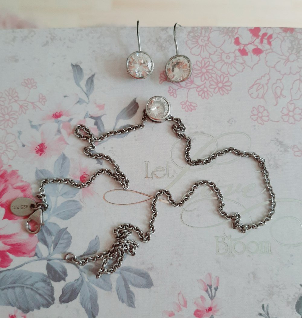 Kristall Schmuckset, Ohrringe&Kette, ECHT Silber, S.Oliver