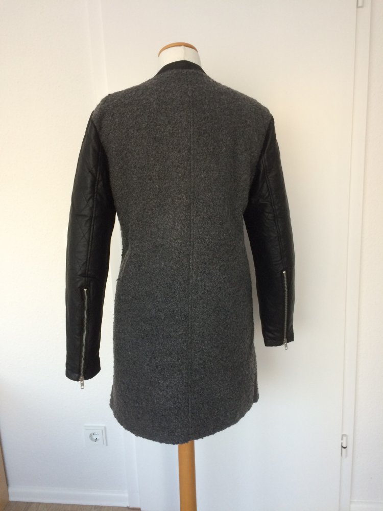 Herbst-Winter Mantel im Biker Stil grau schwarz Gr 40