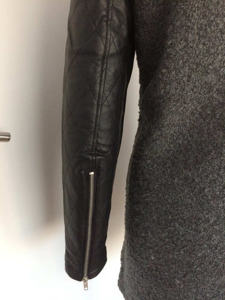 Herbst-Winter Mantel im Biker Stil grau schwarz Gr 40