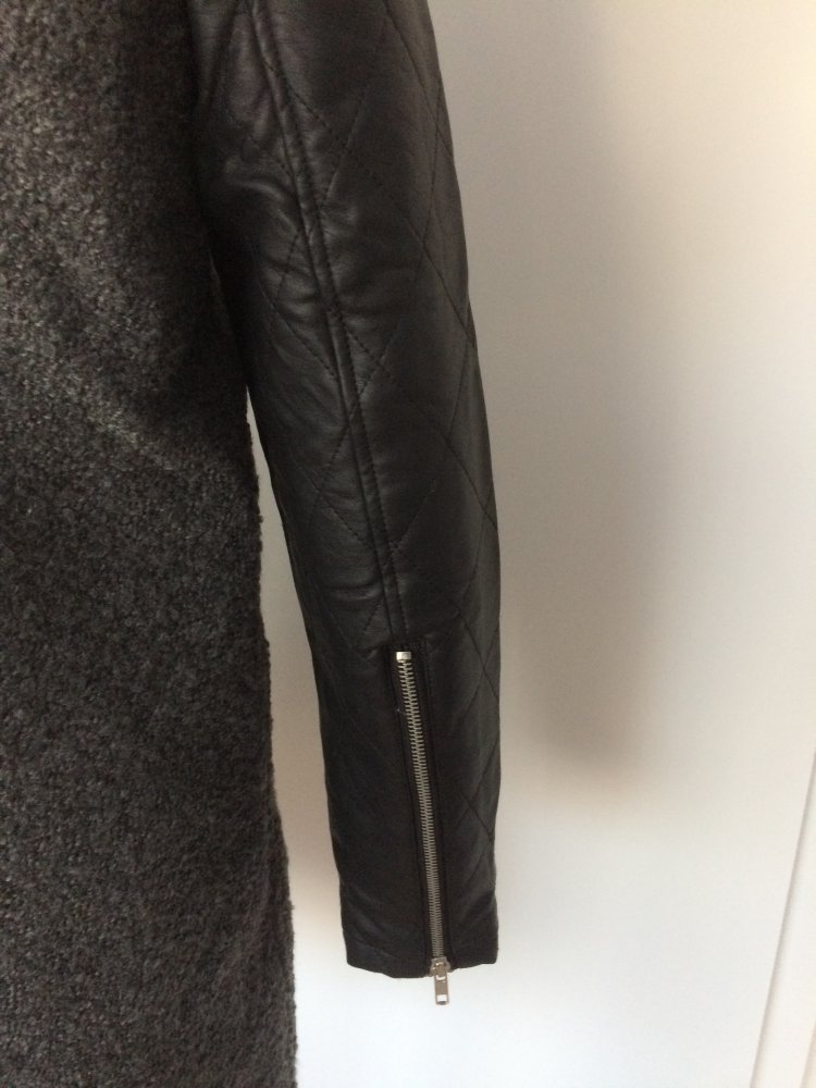 Herbst-Winter Mantel im Biker Stil grau schwarz Gr 40
