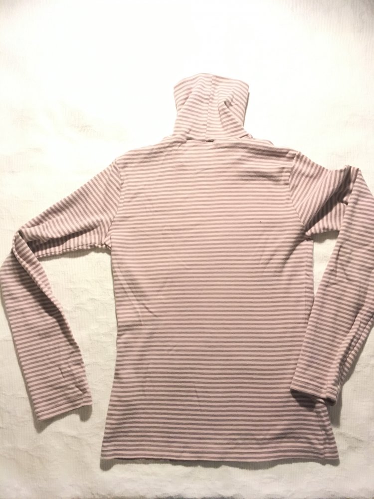 Rollkragen Pullover Langarm Shirt rosa grau geringelt gestreift, 100 % Baumwolle, United Colours of Benetton, Gr. 160