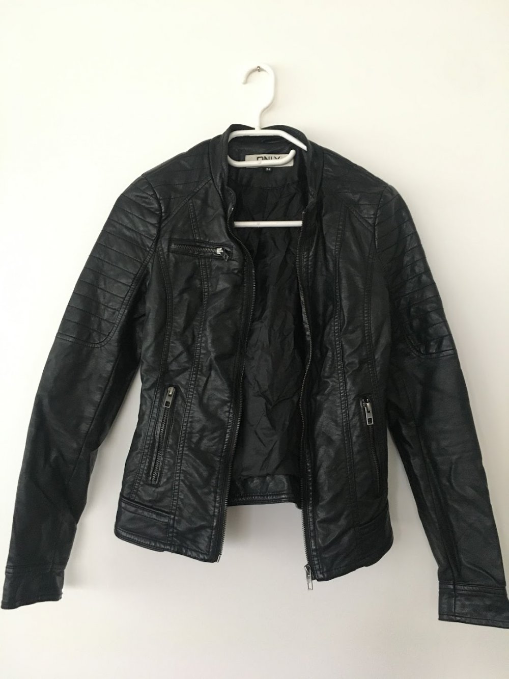 schwarze Lederjacke von Only