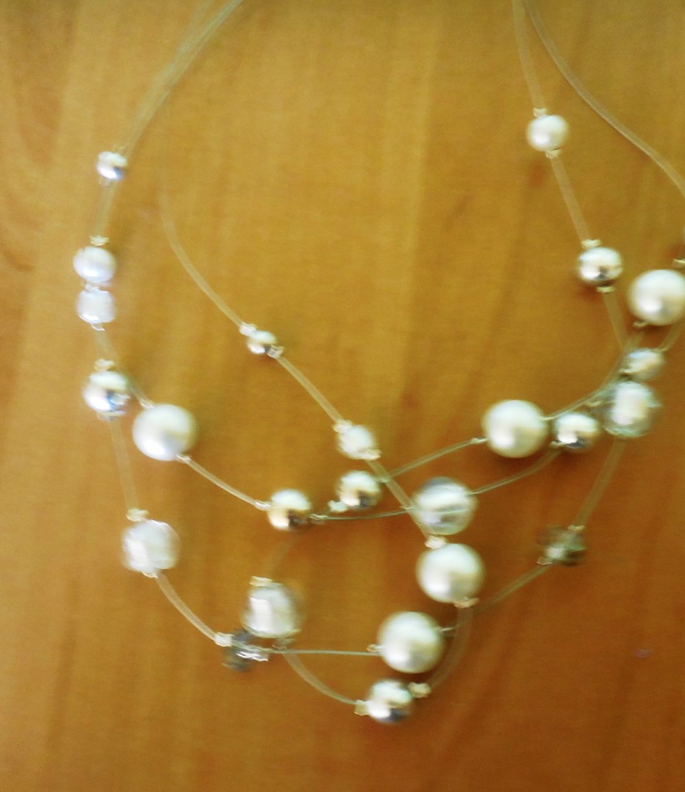 Elegante , Zeitlose Perlenkette 3 schichten