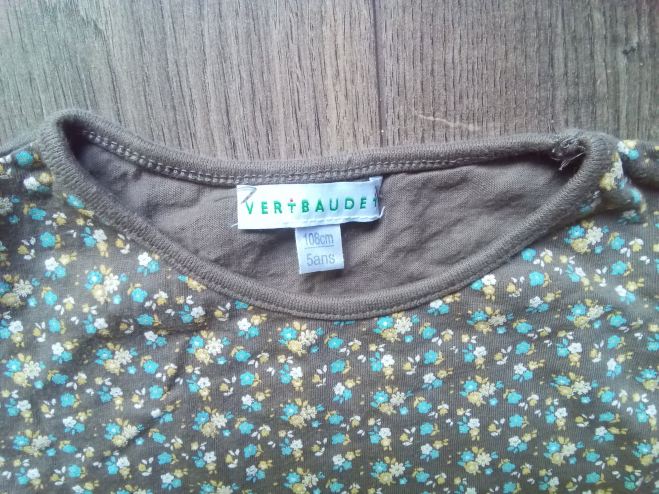 LA-Shirt 108cm vertbaudet braun millefleur 100% Baumwolle