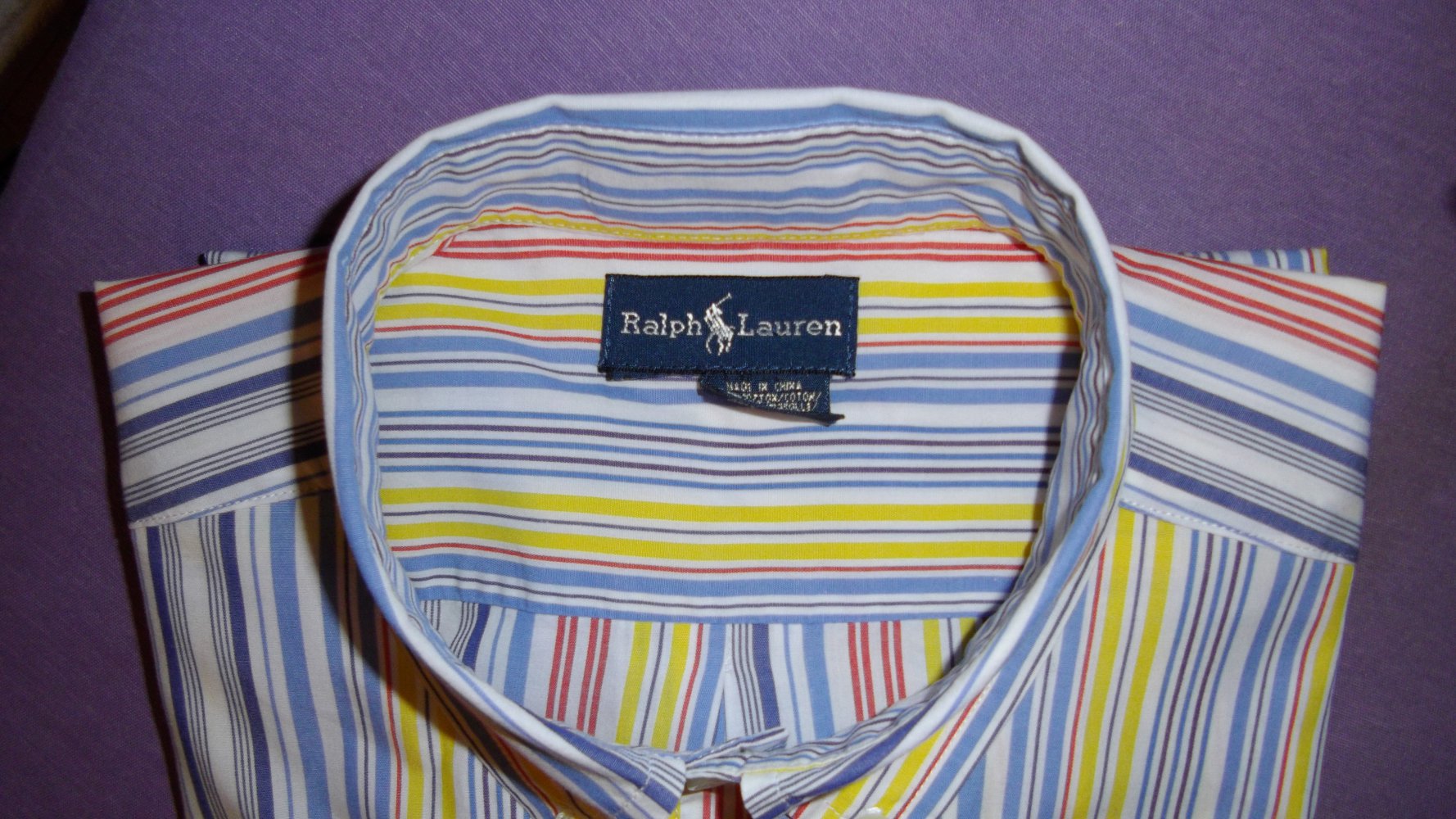 Ralph Lauren Hemd Bluse gelb blau rot lila weiß gestreift Gr.XS / S