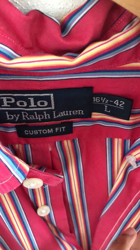 POLO by Ralph Lauren Streifen Hemd weiß gelb pink rosa blau gestreift blue Pony in Gr.L 42cm Kragenweite
