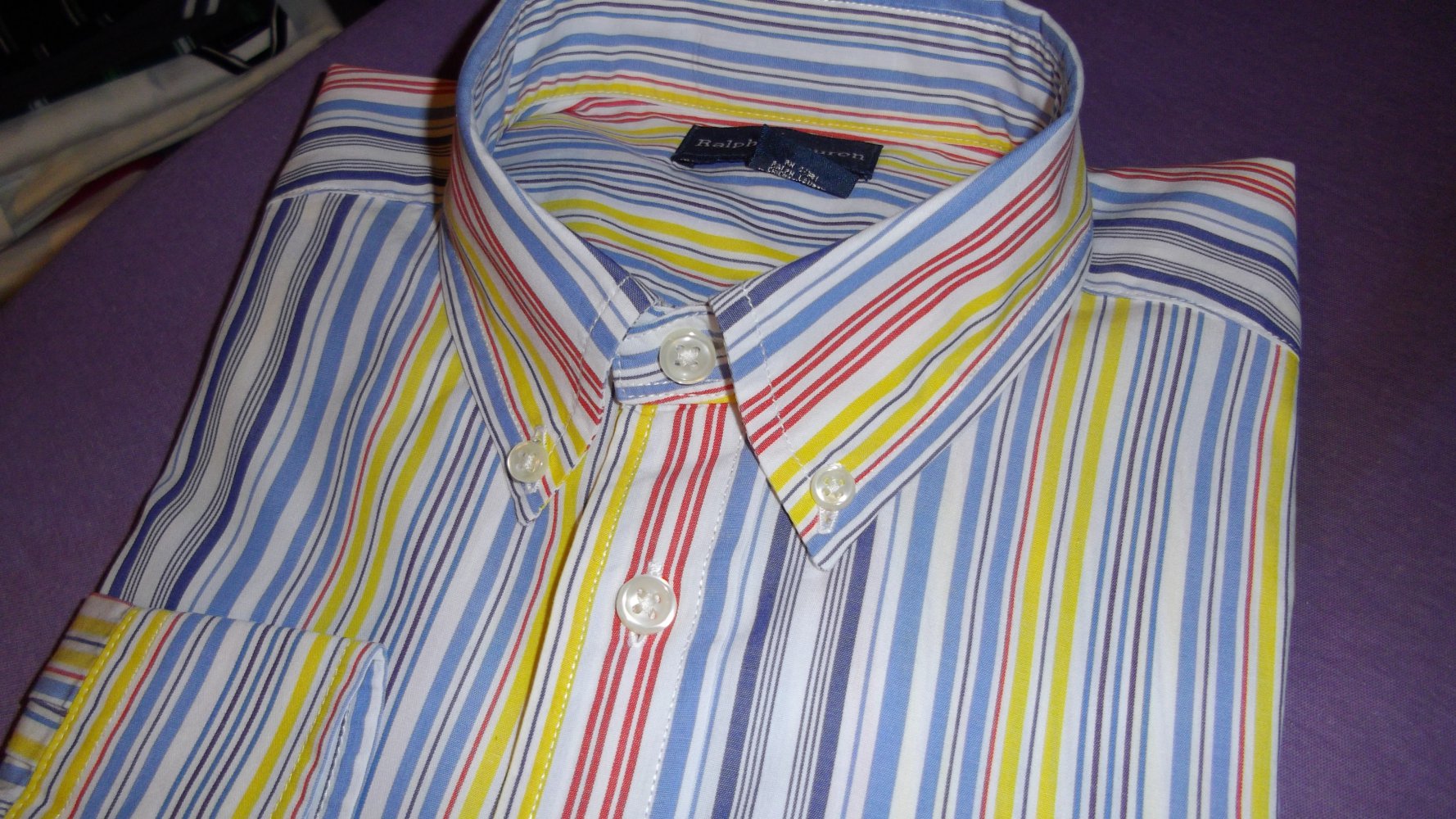 Ralph Lauren Hemd Bluse gelb blau rot lila weiß gestreift Gr.XS / S