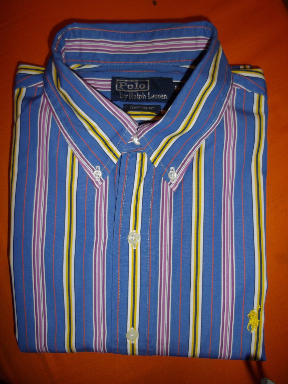 POLO by Ralph Lauren Streifen Hemd weiß gelb pink rosa blau yellow Pony in Gr.XL
