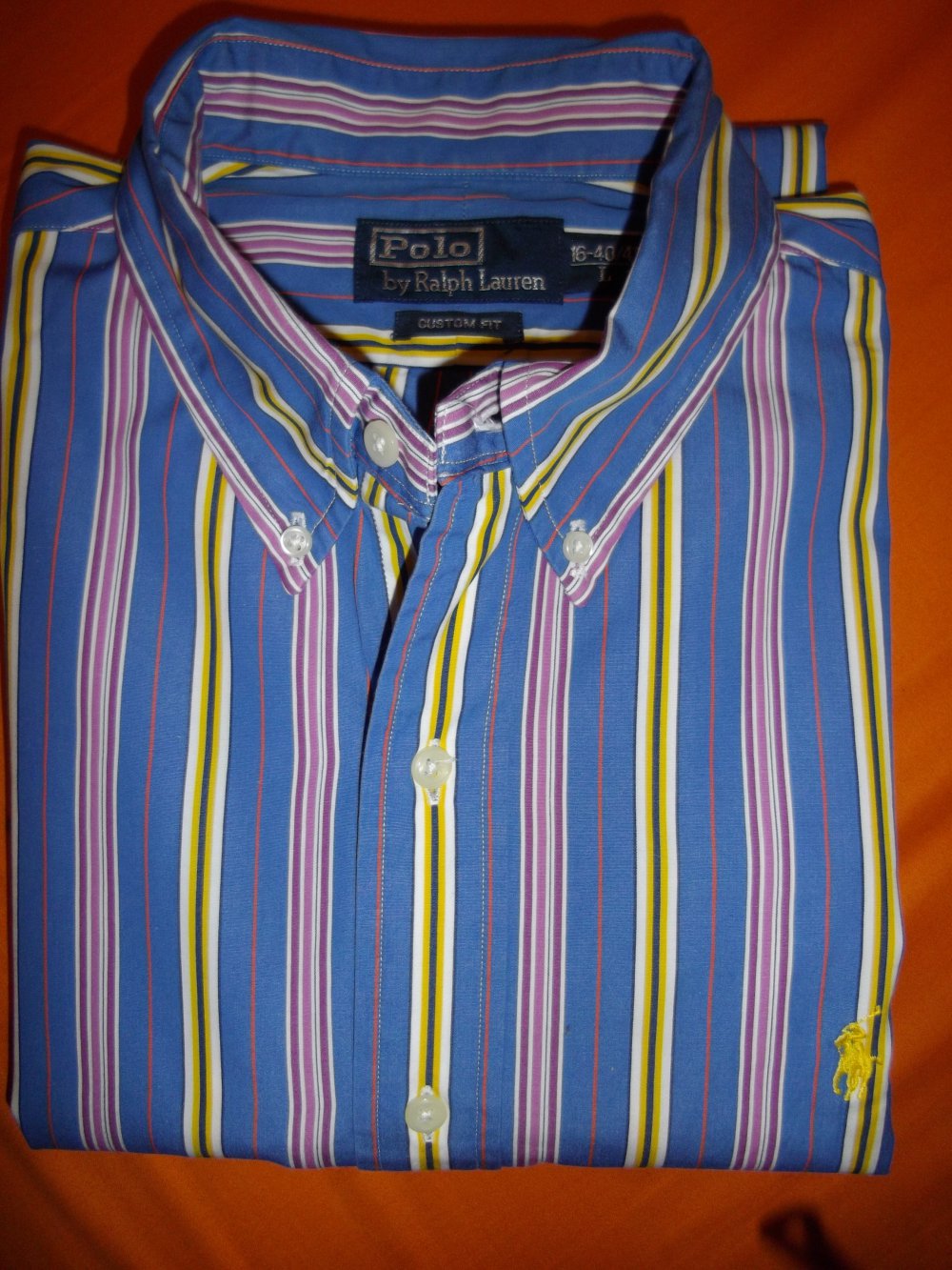 POLO by Ralph Lauren Streifen Hemd weiß gelb pink rosa blau yellow Pony in Gr.XL