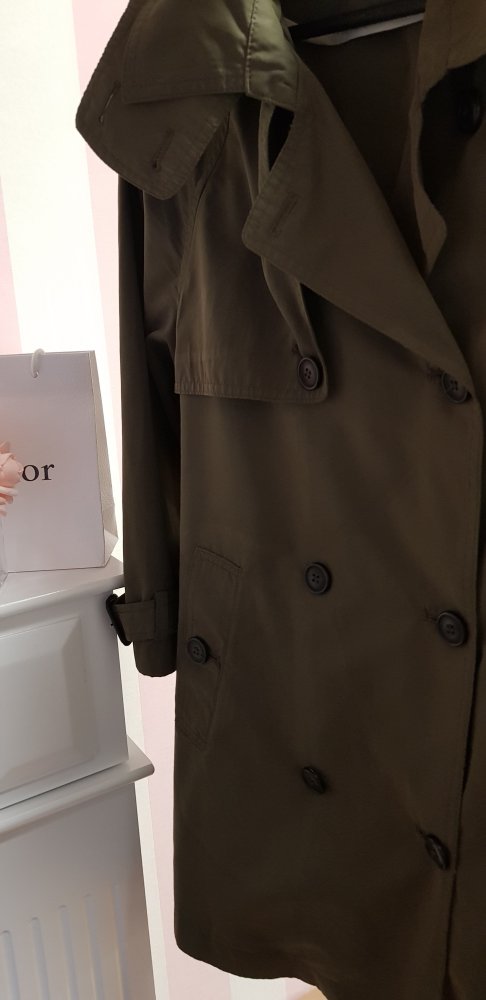 Zara Trenchcoat Mantel M 38 olivgrün khaki grün Herbstjacke Übergangsjacke Herbstmantel 